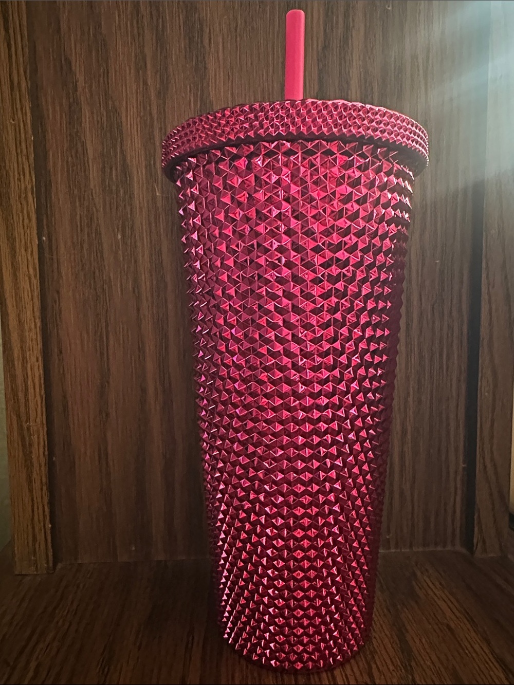 NWT. Studded Pink Tumbler with Straw